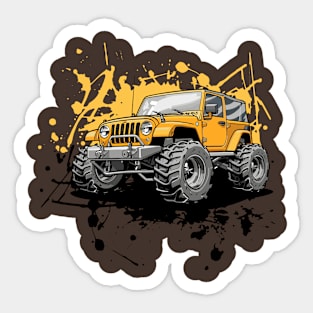 Off-Road 4x4 Vehicles in Graffiti Cartoon Style Sticker